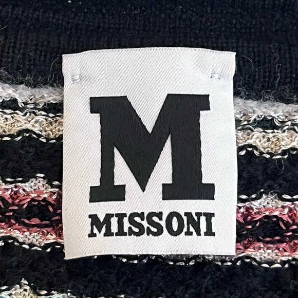 Missoni Striped Wool Blend Sz 8 Knit Metallic V-Neck Babydoll Y2K Dress - Picture 7 of 13